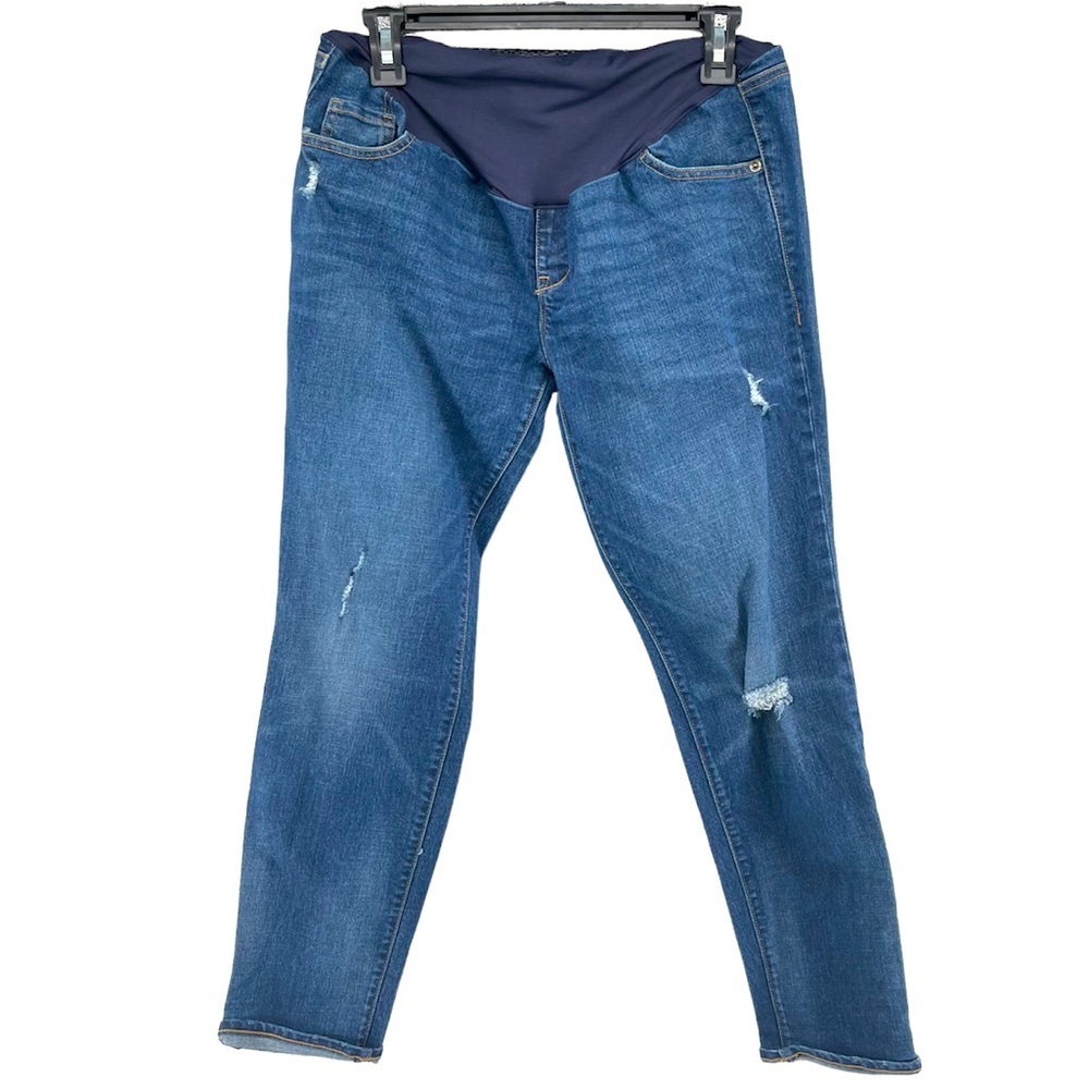 Old Navy Maternity Boyfriend Skinny Distressed Full Panel Denim Jeans Size 8
